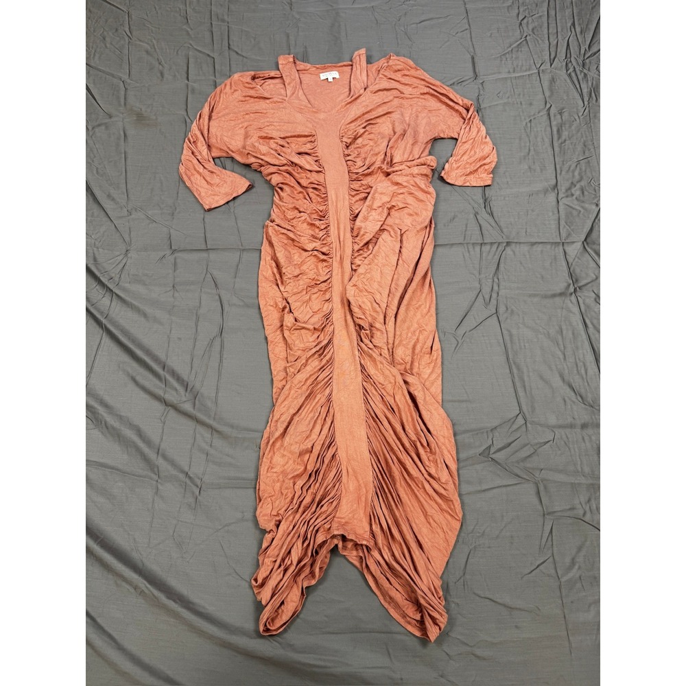 Kiyonna Womens Ruched Cold Shoulder Maxi Dress Rust Terracotta Plus Size 1X